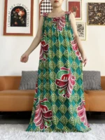Robe d’été dashiki abaya africaine coton avec écharpes  femme musulmane élégante pour femme – Image 15