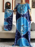 Robe dashiki abaya africaine coton femme musulmane été élégante